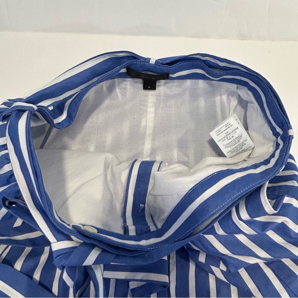 J Crew Womens Blue White Stripe Button Front A-Line Midi Lined Cotton Skirt Sz 4 - Picture 8 of 11